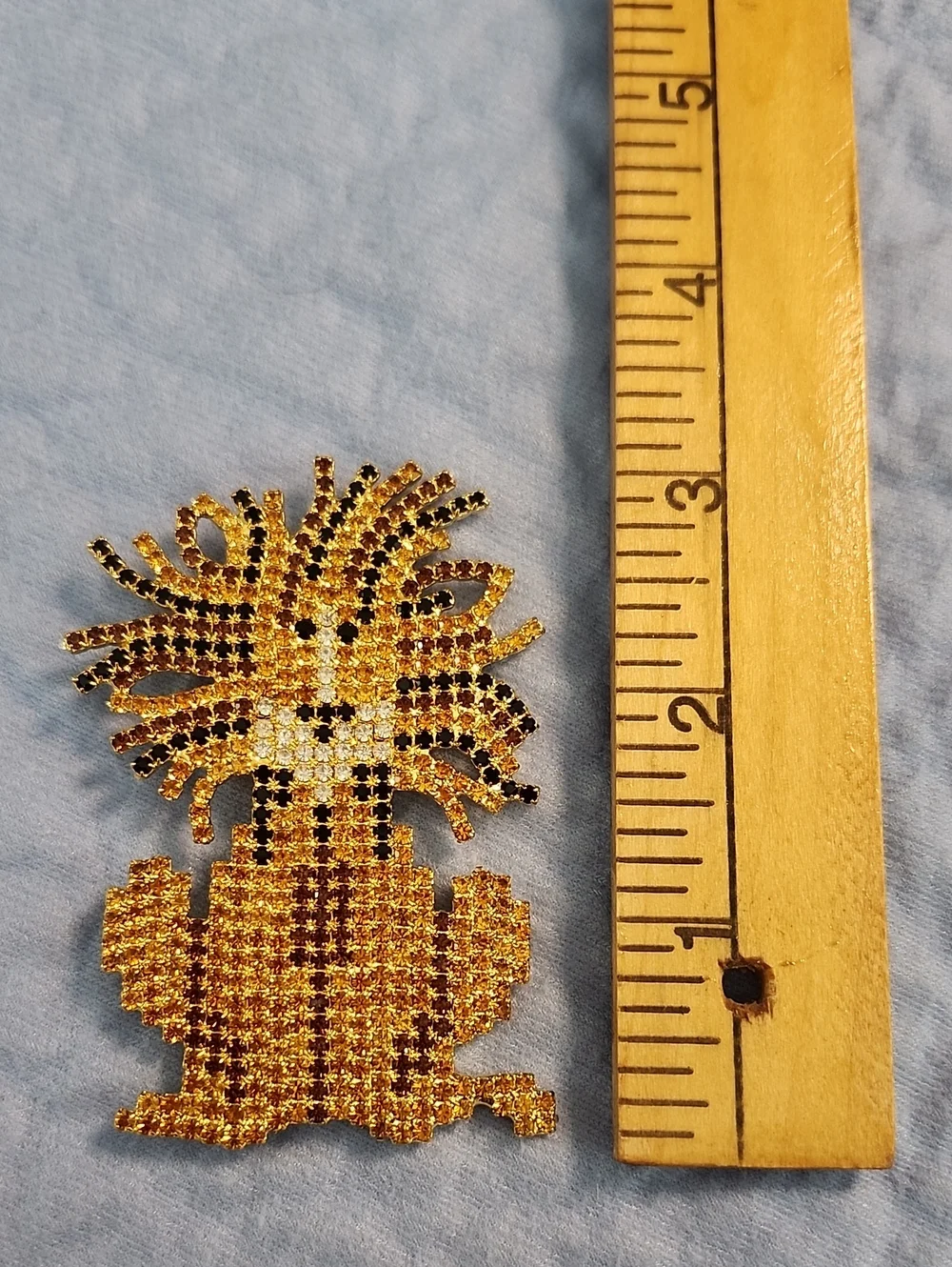 Vintage Pave Set Rhinestone Friendly Lion Style Brooch